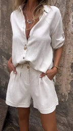 Claui Linen Romper for Women – Terracotta Color, Airy Design & Elegant Summer Look