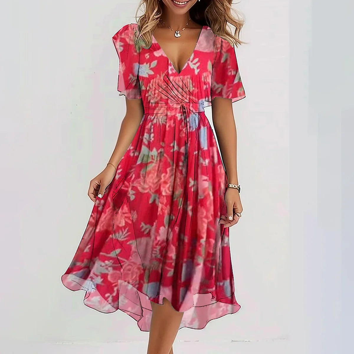 Clara Dress for Women – Elegant Short-Sleeve Dress with Flattering Cut & Timeless Design